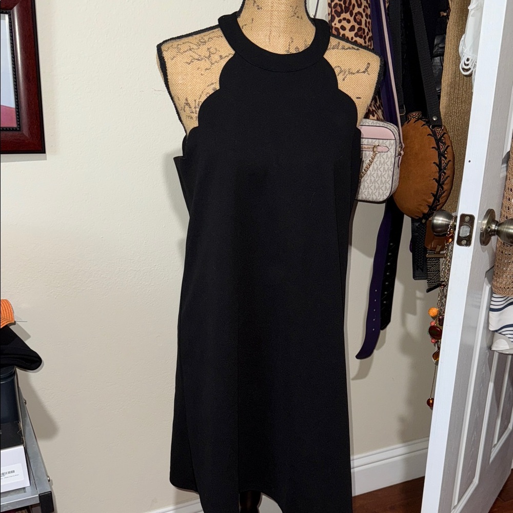 SHEIN Black Scalloped Mini Dress
